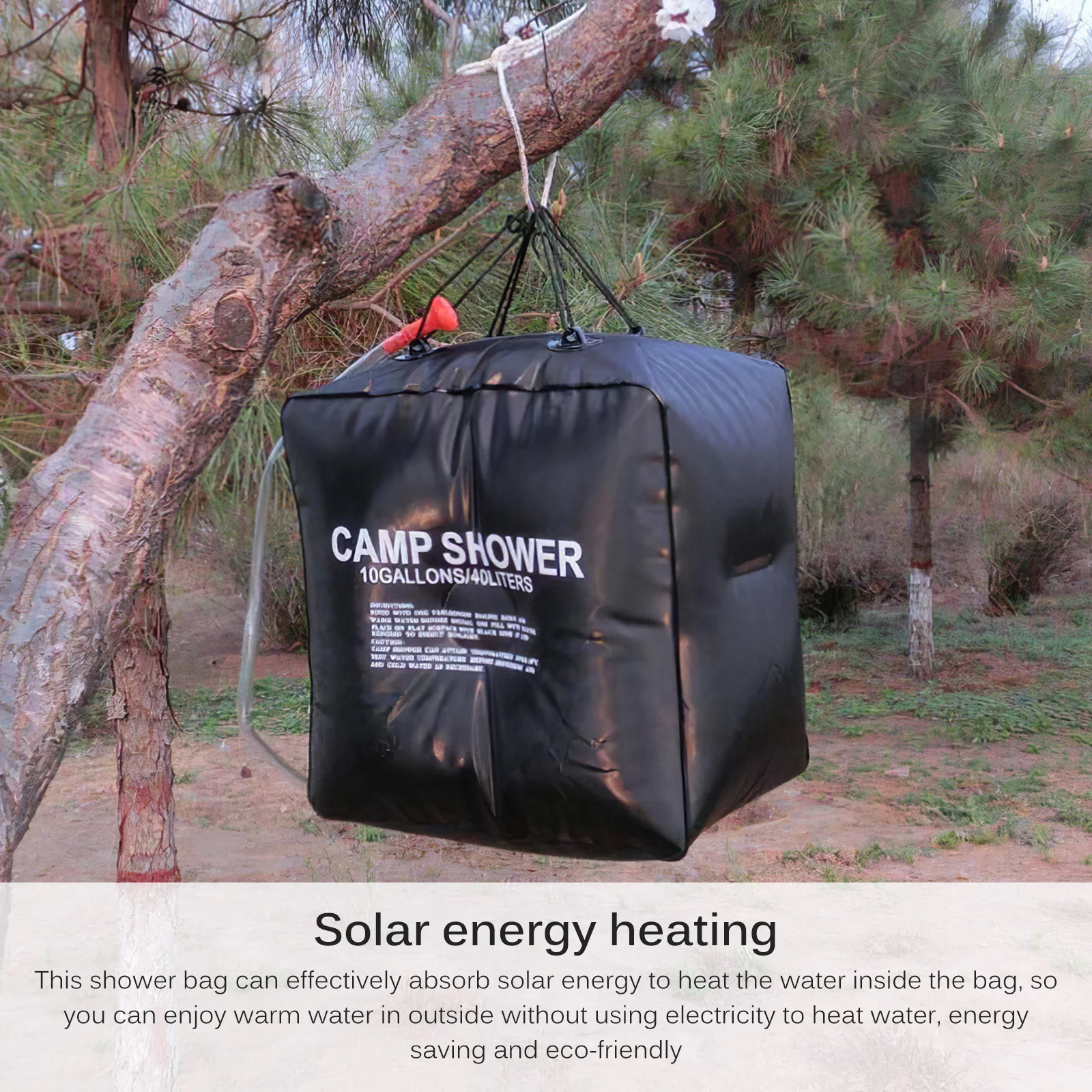 

Solar Camping Shower - Shower Bag 40 L - Solar Heating - Camping Shower With Shower Head Hose Handle And Nylon Rope With A Hook