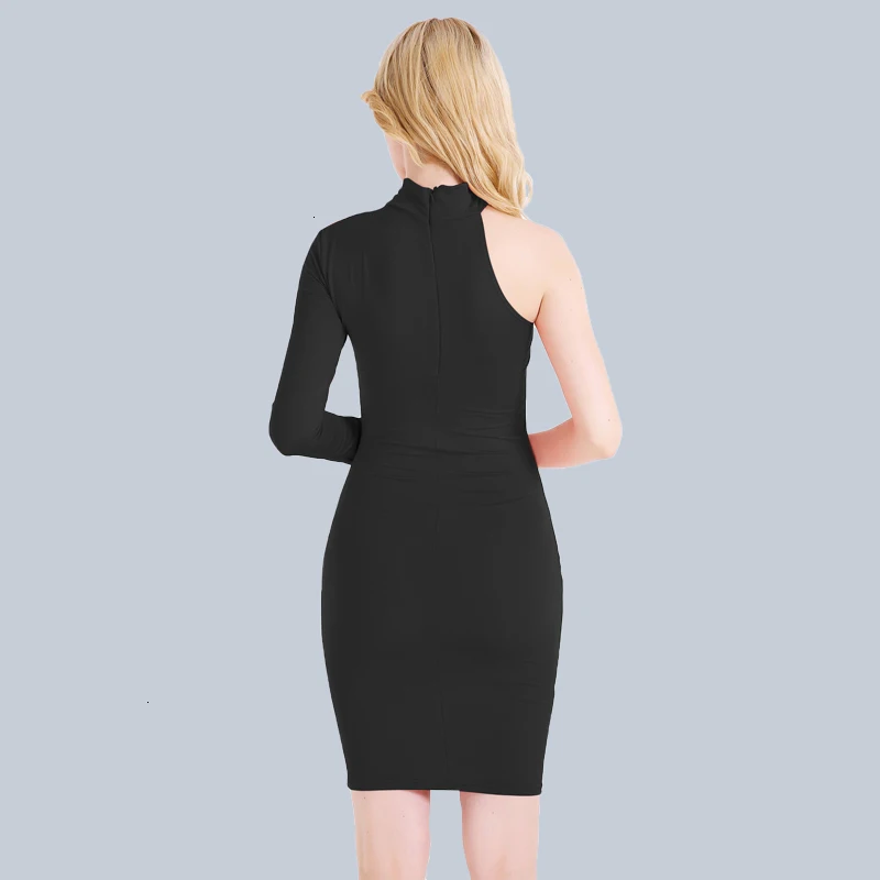 Elegant black shoulder white gown sexy sleeves long to knee Club Party women wearing pencil clothes | Женская одежда