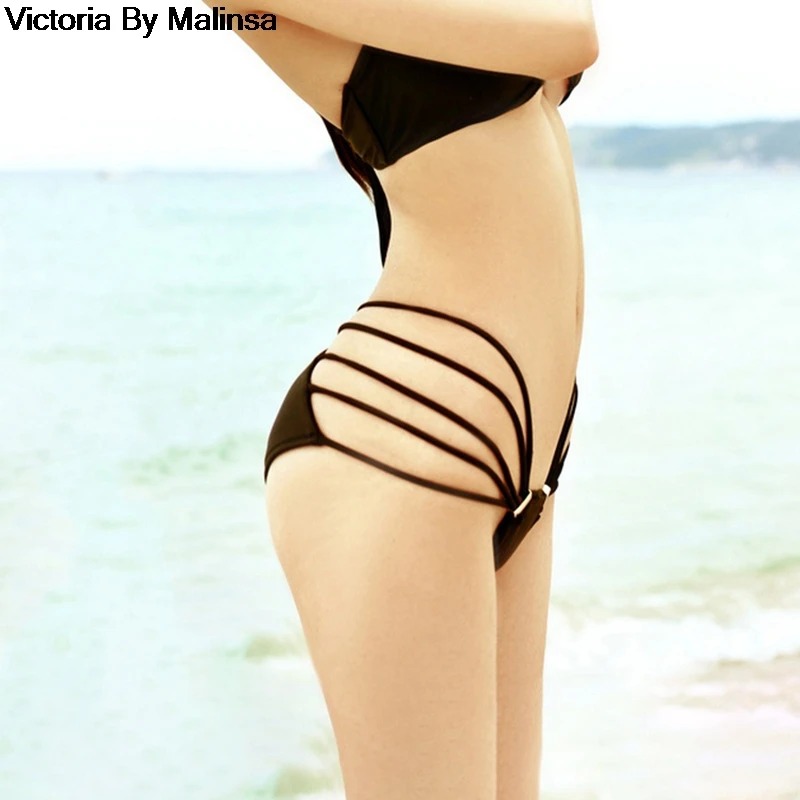 Женские трусики короткие плавки бикини низкая талия трусы для девушек черный