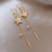 planet tassel earrings classic earrings for woman korean fashion jewelry luxury party girls unusual earrings elegant lady