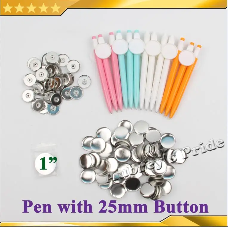 100Pcs (5Colorsx20) " 25 мм 100 наборов многоцветная шариковая ручка кнопка поставки материалов для нового профессионального производителя значков - Цвет: 100Pcs (5Colorsx20)