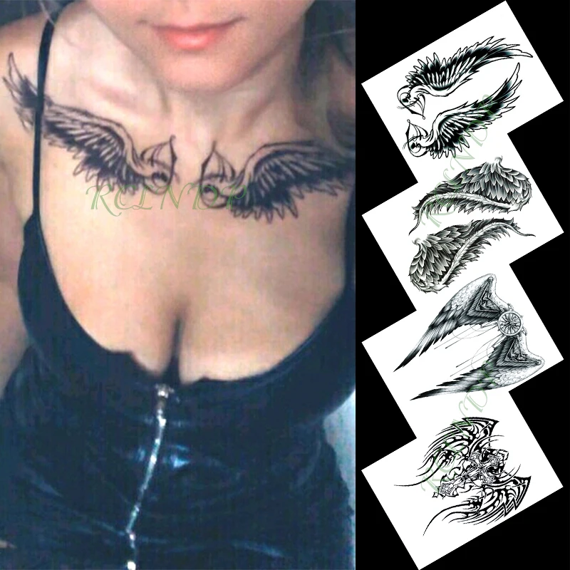 

Waterproof Temporary Tattoo Sticker angel wing cross large size art tatto flash tatoo fake tattoos for girl men women