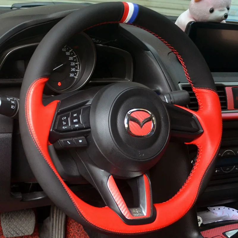 

For Mazda 3/6/20 CX-4 CX-5 atenza 17 onxela DIY custom leather special car interior steering wheel cover car accessories