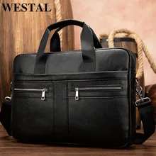 WETSTAL Mens Briefcases for Laptop Bag 14 Genuine Leather Messenger Bags for Men Computer Bag for Documents A4 Portfolio 2019