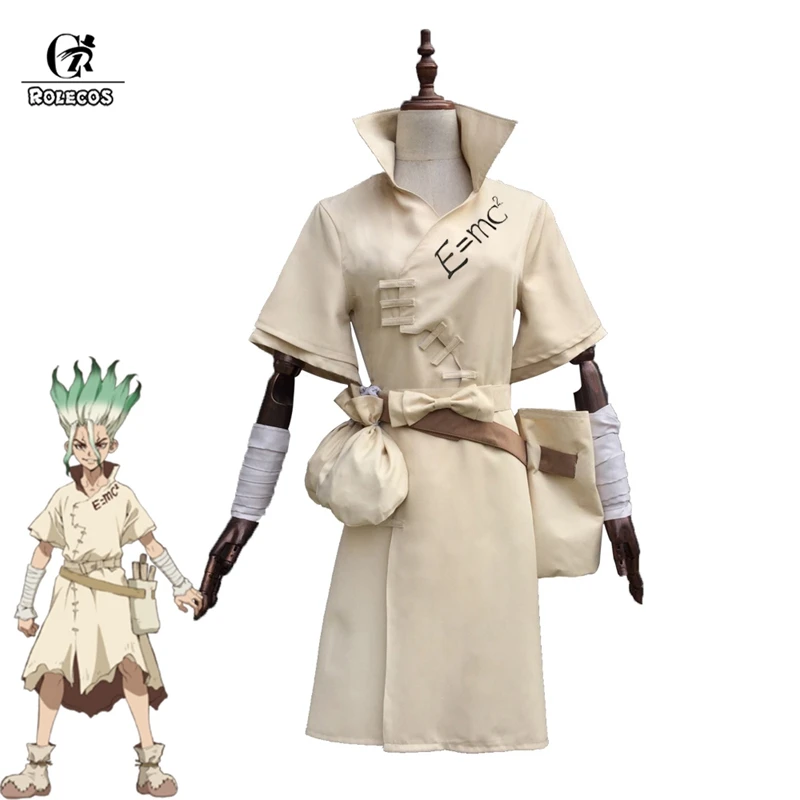 Rolecos аниме Dr. Stone костюм косплей Senku Ishigami мужчины Хэллоуин полный набор с сумками