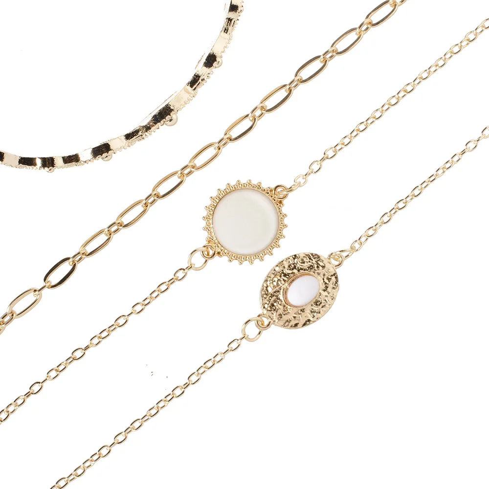 4 шт./компл. простые женские браслеты белый диск из бисера Овальный узор открытый