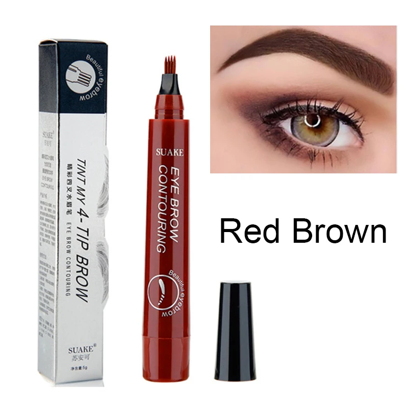 Microblading карандаш для бровей водонепроницаемый вилка кончик бровей Карандаш для татуировки длительный Профессиональный тонкий эскиз жидкий карандаш для бровей - Цвет: Red Brown