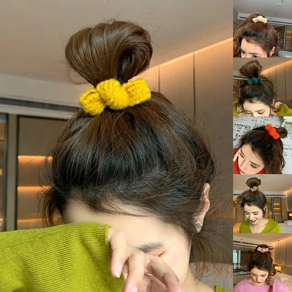 

Simple Girl Wool Bow Hair Rope Headband Korean Simple Ins Hair Accessories Headdress Mori Hair Band