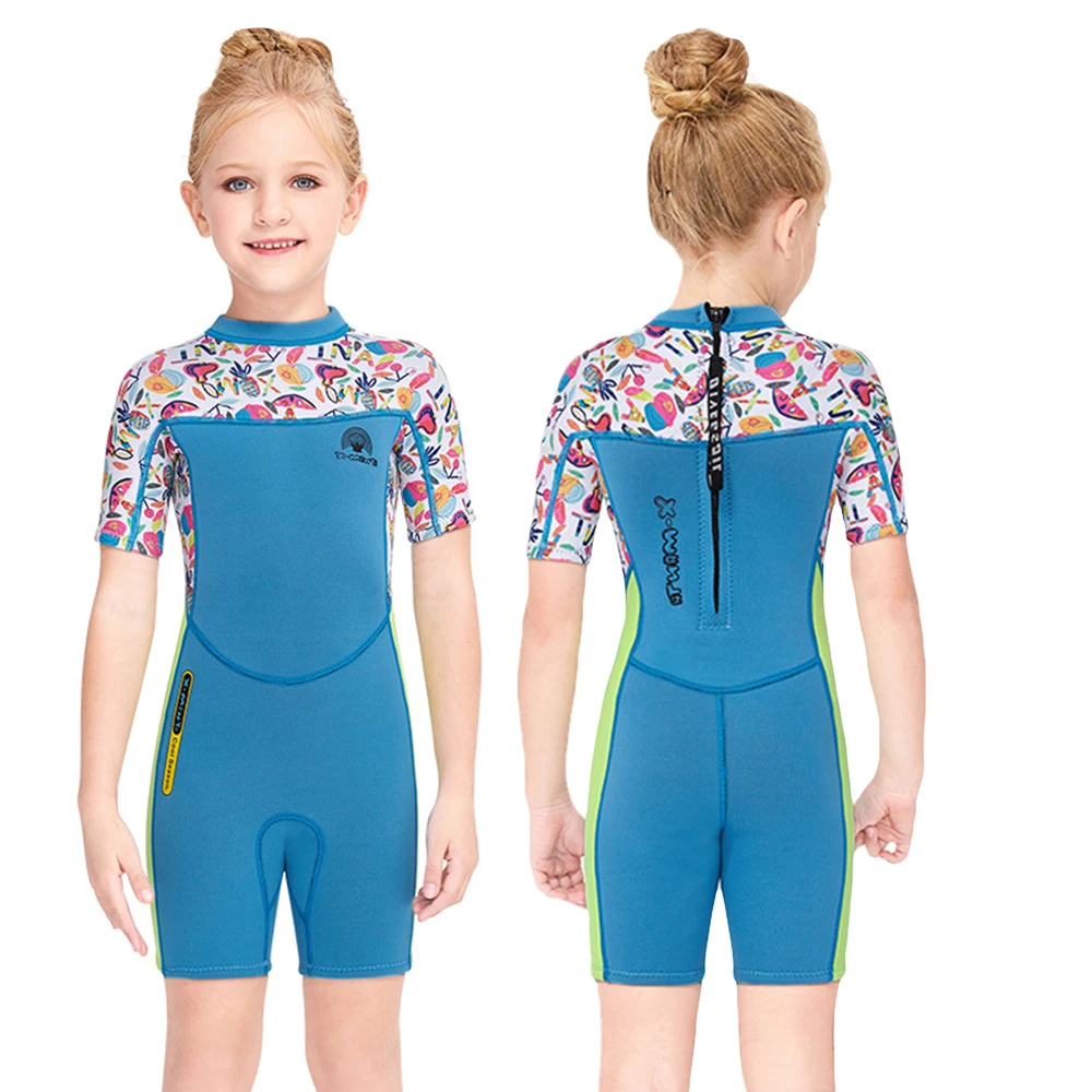 

2.5MM Girls Neoprene Wetsuit Children Rash Guard Swimming Surf Windsurf Kitesurf Kids Bathing Suit Scuba Diving Clothes Swimsuit