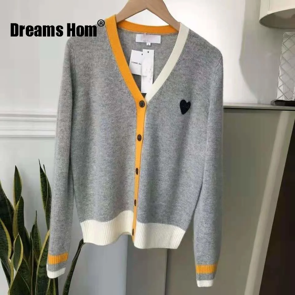 

Брендовый кардиган с сердечками, свитер, Женский Топ с длинным рукавом, вязаные кардиганы, корейские модные куртки, одежда для женщин на осе...