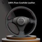 Черный чехол рулевого колеса автомобиля из натуральной кожи для Toyota RAV4 2003 2004 2005 Celica 2003 Lexus IS200 300 1999 2000 2001-2005