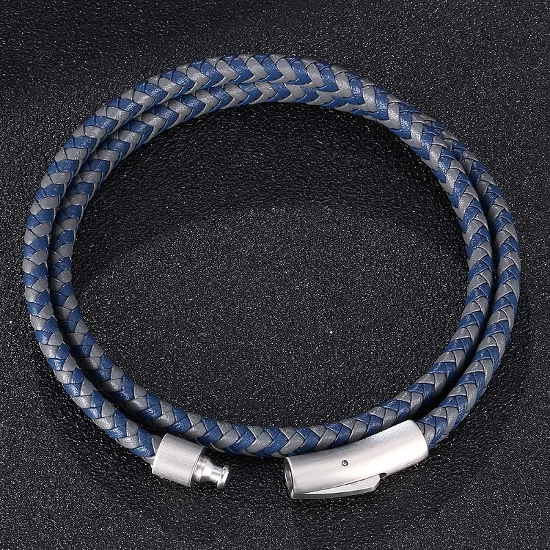 Плетеные кожаные браслеты унисекс 3 цвета из нержавеющей стали | Украшения и