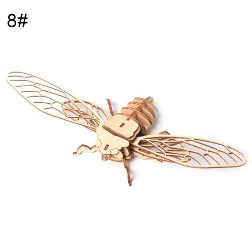 Cicada Детские 3D головоломки с насекомыми игрушка деревянная Бабочка модель насекомого Пазлы DIY сборка ремесла образование детская игрушка - Цвет: Cicada