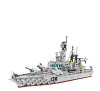 moc ww2 military destroyer warships series building blocks battleship model ww2 military soldier weapon children boy toy gift