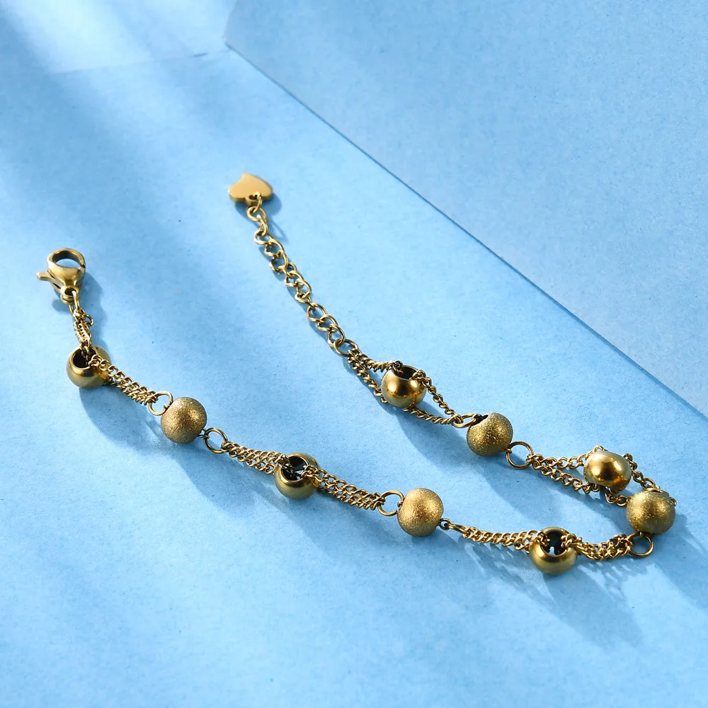 Браслет женский матовый из бусин и нержавеющей стали Ювелирное Украшение