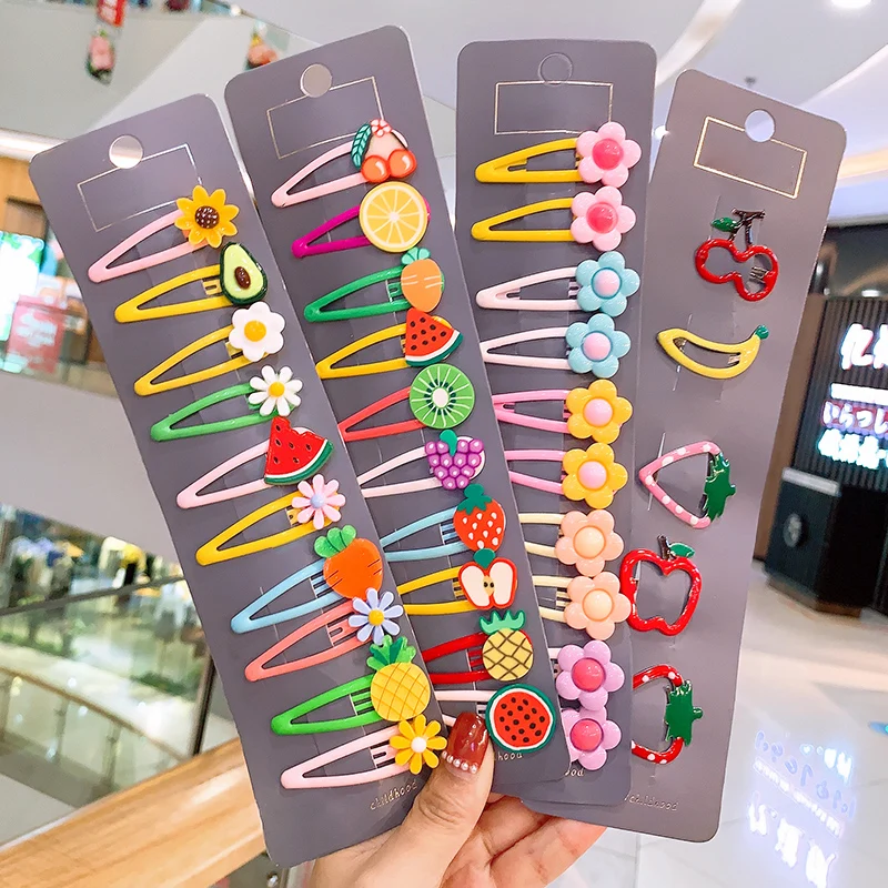 Красочные 10 шт. Детские аксессуары для волос Принцесса мультфильм BB заколки