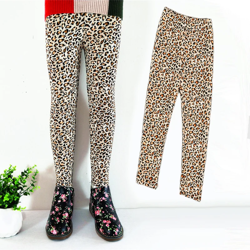 Leopard Зимние штаны для детей, зима г., плотные теплые штаны в горошек леопардовые бархатные штаны для девочек, леггинсы для девочек - Цвет: Leopard