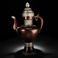 21chinese folk collection old purple bronze outsourcing tibetan silver big butter pot teapot hidden pot ornaments town house