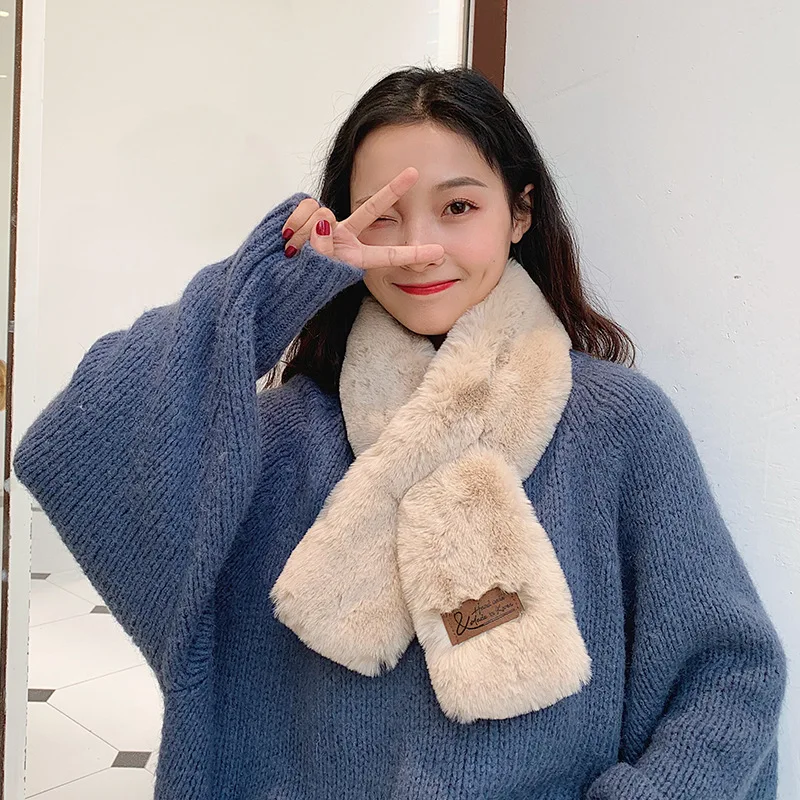 

Korean fashion Autumn/winter female type adds thick warm warmth scarf harajuku melting girl style Imitation cashmere scarf