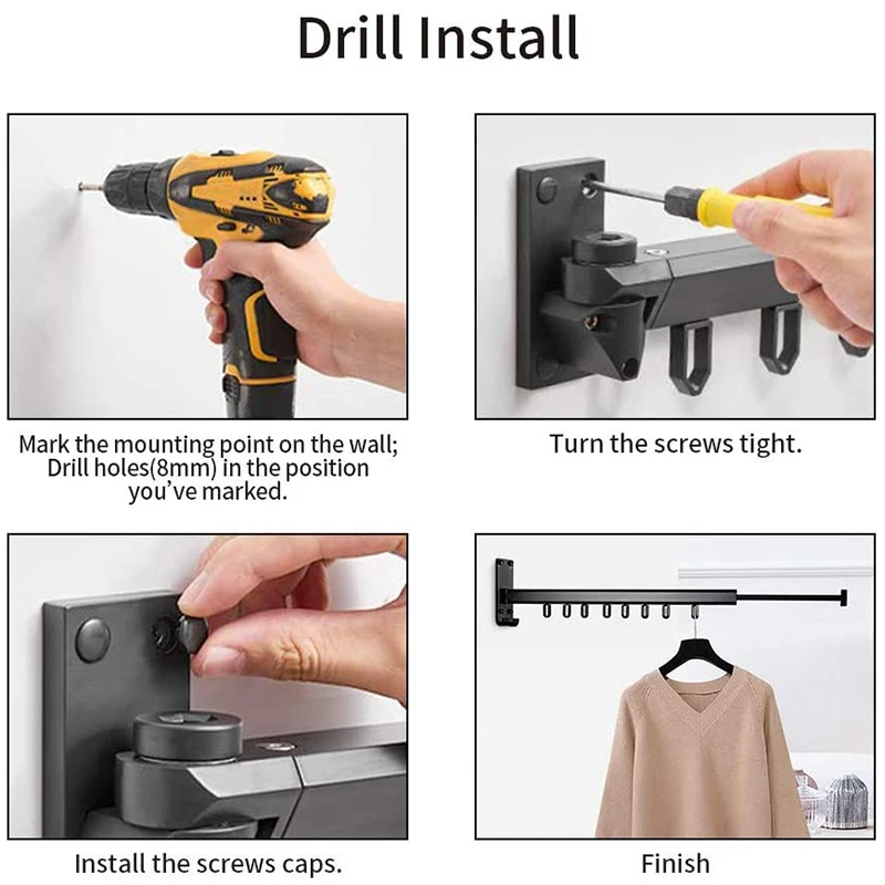Складная настенная сушилка для одежды складная и выдвижная белья вешалка