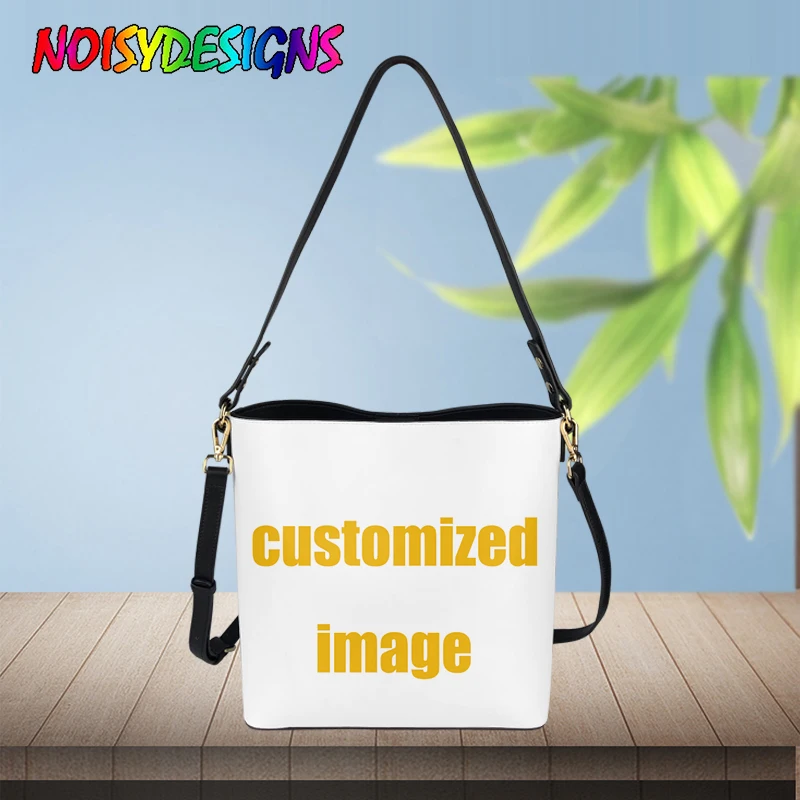 

NOISYDESIGNS Customized Design Women Large Buckets Bag Handbags Luxury Leather Shoulder Messenger Bag Totes Custom Printing