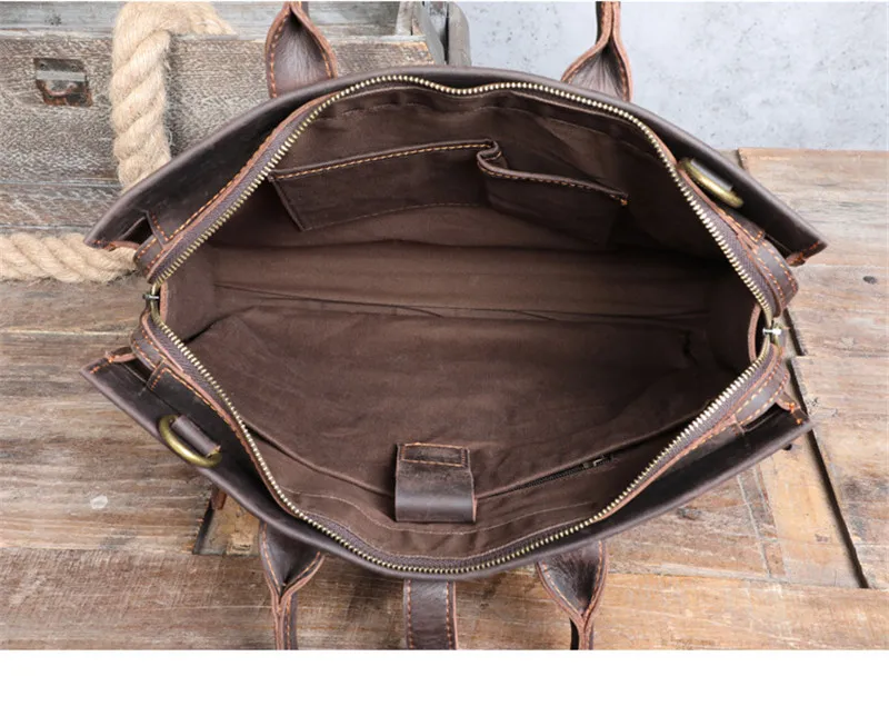 PNDME vintage crazy horse cowhide men's women's briefcase business laptop handbag simple genuine leather shoulder messenger bag