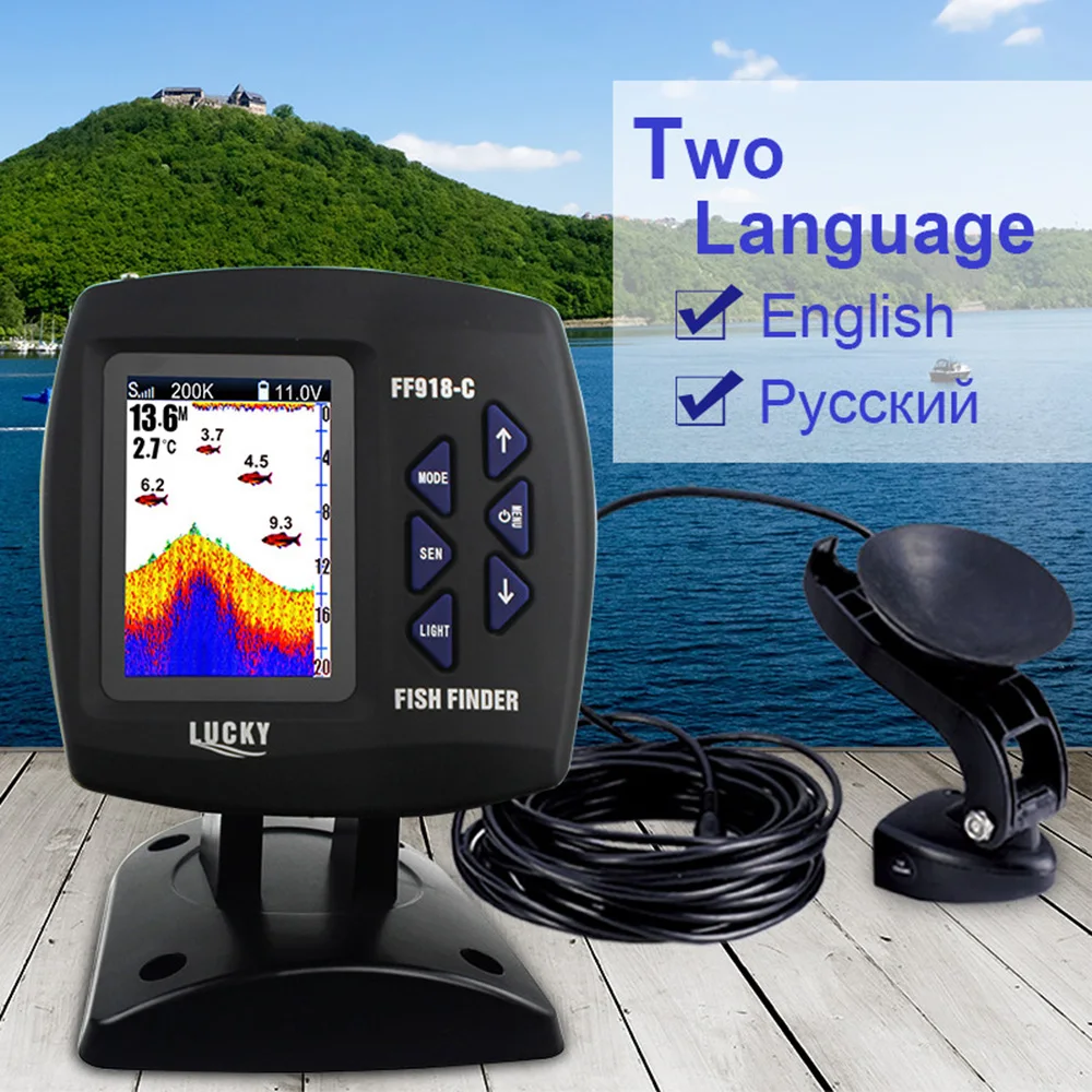 

LUCKY FF918-C100DS Color Screen Wired Fish Finder Dual Frequency 328ft/100m Water Depth Boat Fish Finder