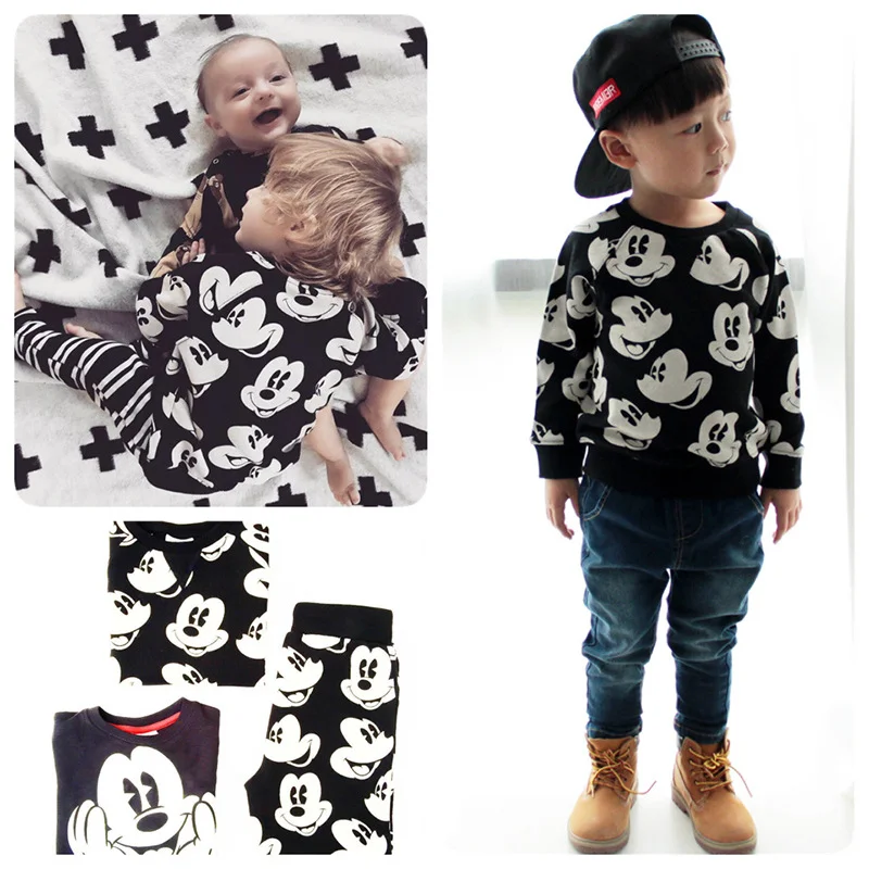 Mickey Children Clothing Set Boys Clothes Toddler Winter Outfits Cotton Boutique Kids Stores 2pcs Sports Suits | Детская одежда и