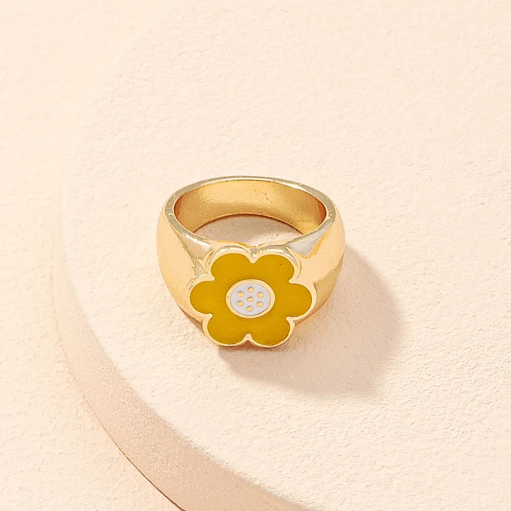 

Smile Ring Enamel Thick Ring Size Luxury Spring Fine Lucky Jewelry Heart Clouds Rings for Women Gift