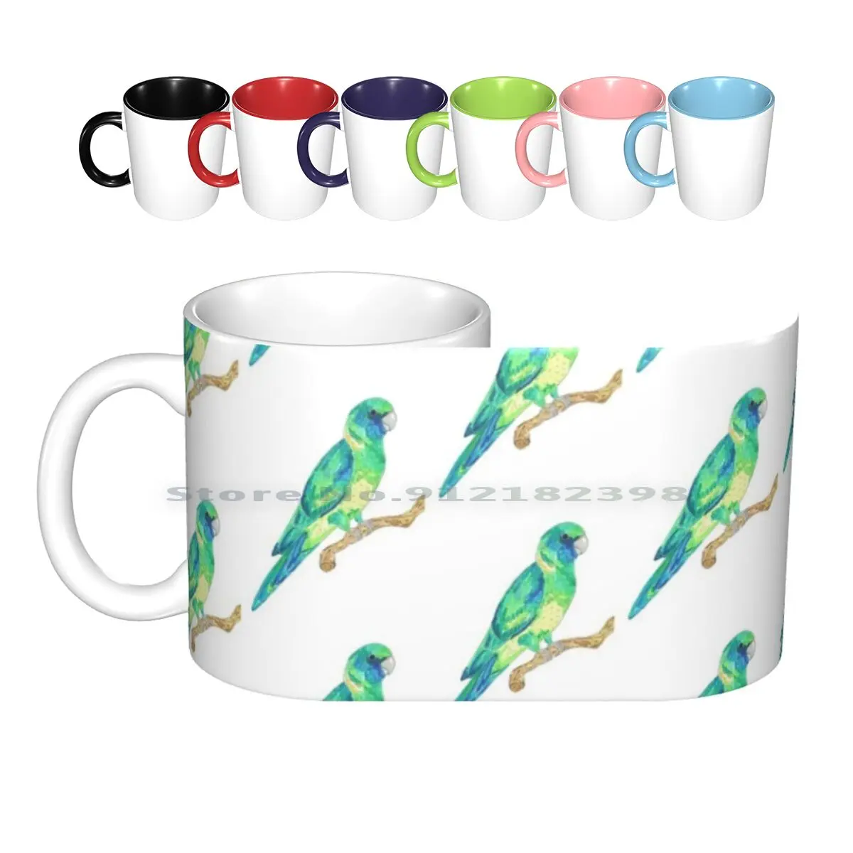 Красочные керамические кружки с изображением клонкарри попугаев кофейные чашки