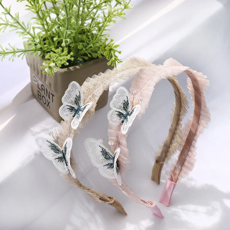 

Headband Hairband For Women Girl Korean Yarn Accordion Butterfly Fashion Fresh Sweet Hair Accessories Head Wrap Wholesale