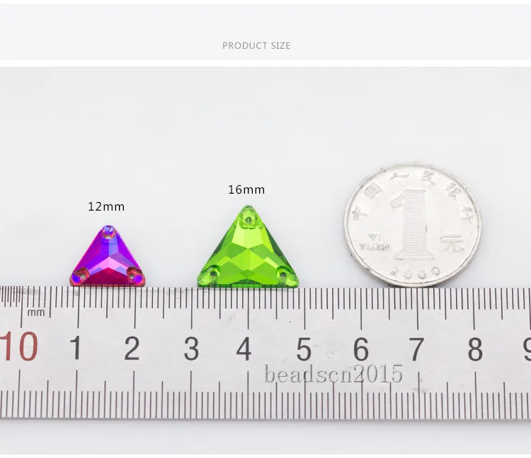 Все-Размер trigon flatback кристалл стекло пришить Стразы 3-hole Кнопка камень для сумка