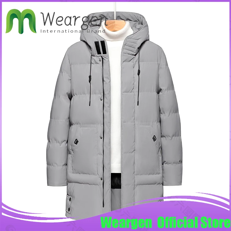 

Зимняя мужская куртка Weargen M-8XL, новая зимняя хлопковая куртка, мужская длинная трендовая Молодежная Красивая повседневная куртка 9788
