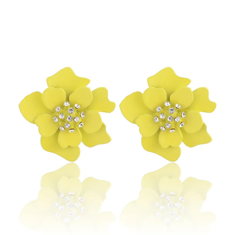 Женские серьги-гвоздики с двумя цветами милые металлические в виде цветка летние