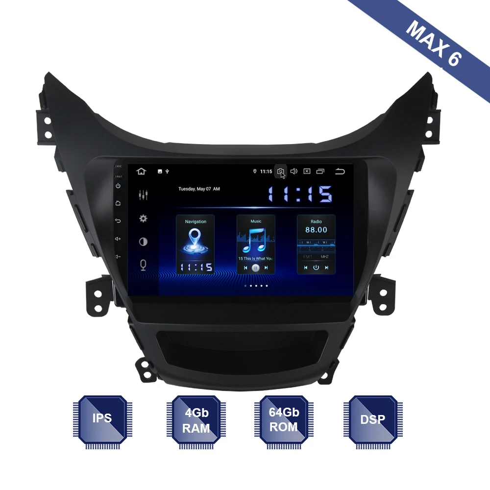 Android 9 0 2 Din GPS для Hyundai Elantra I35 Avante 2010 2011 2013 автомобильное радио PX6 DSP IPS HDMI 4 Гб + 64 RDS WIFI