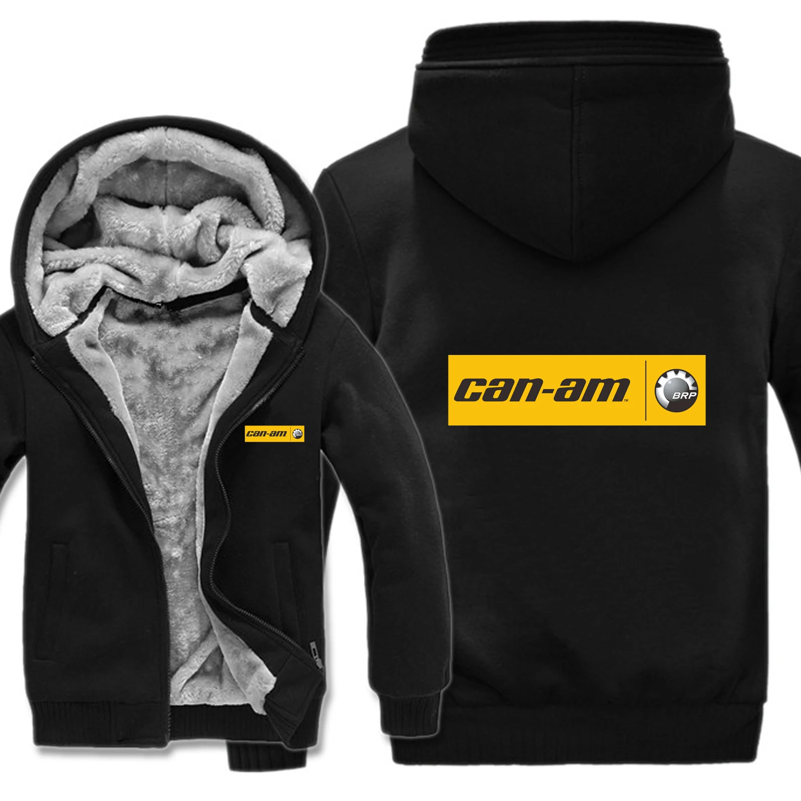 

NEW Can Am Logo Stripe Brp Team Hoodies Mens Zipper Coat Fleece Thicken Can Am Sweatshirt Pullover