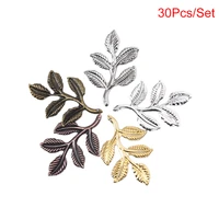 30pcsset leaf filigree wraps connectors metal charm diy findings jewelry making