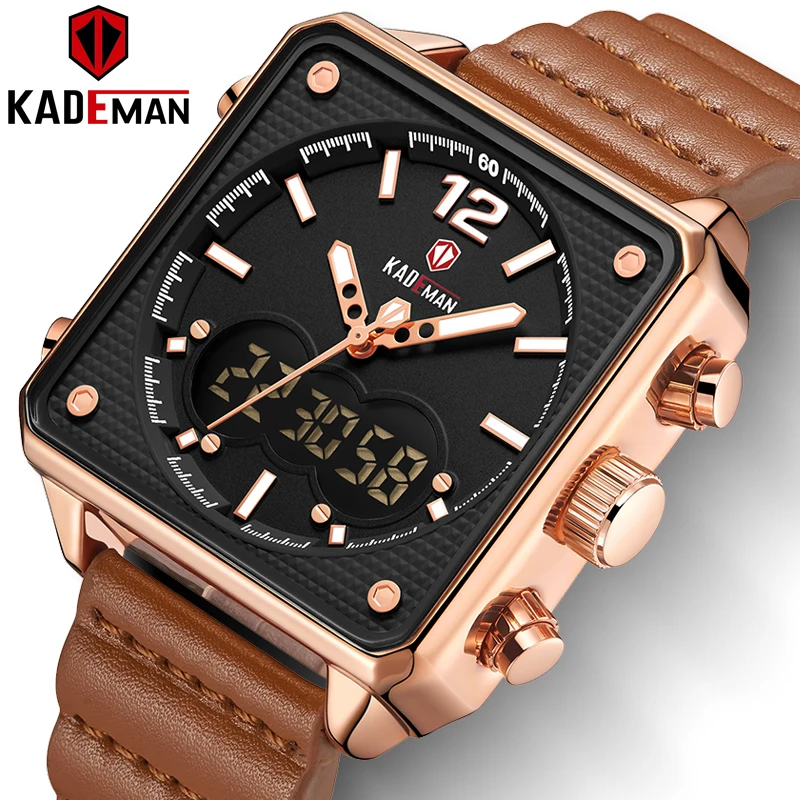 Роскошные брендовые квадратные военные спортивные часы мужские золотые