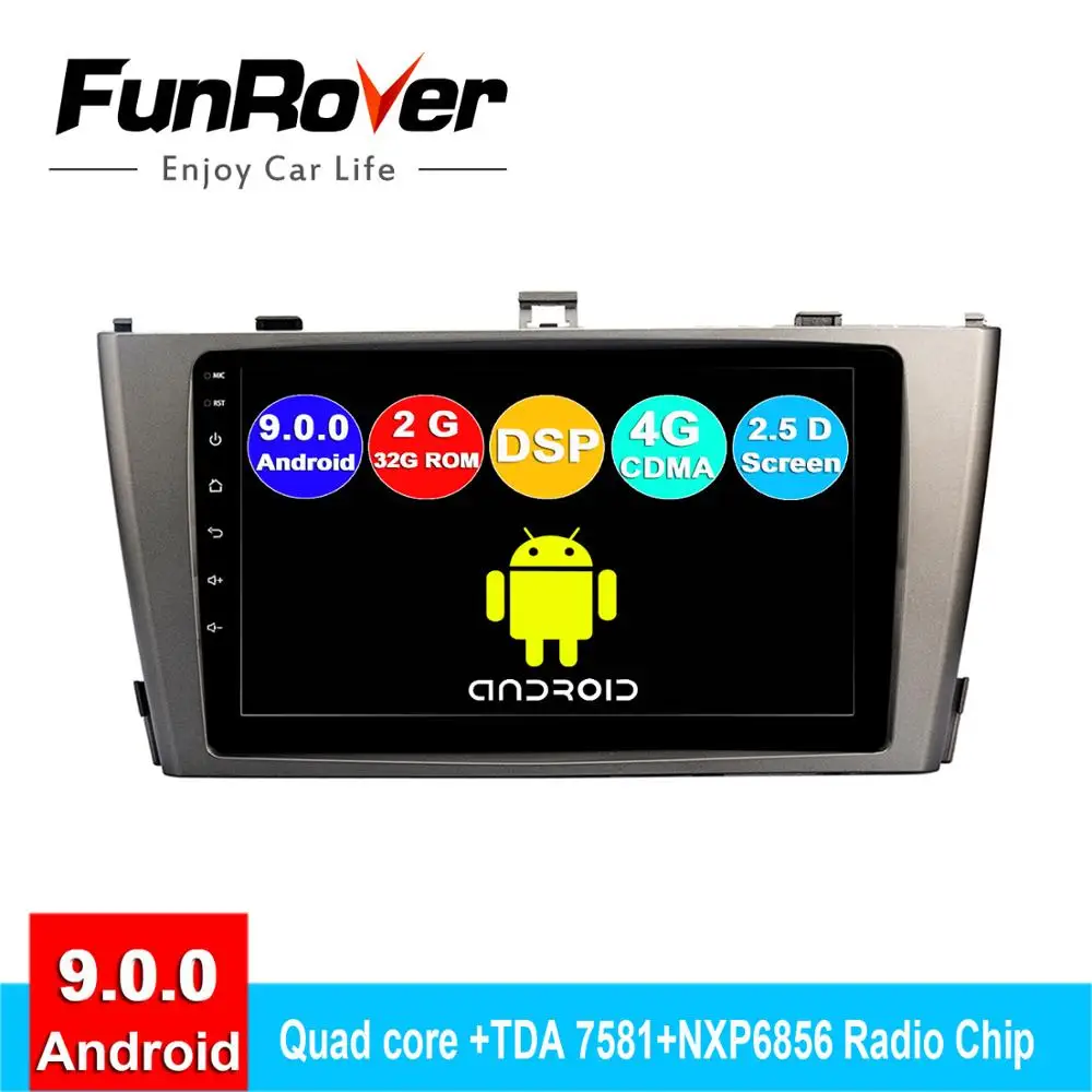FUNROVER android 9 0 2.5D + IPS автомобильный dvd gps мультимедийный плеер для Toyota Avensis 2009 2013 радио