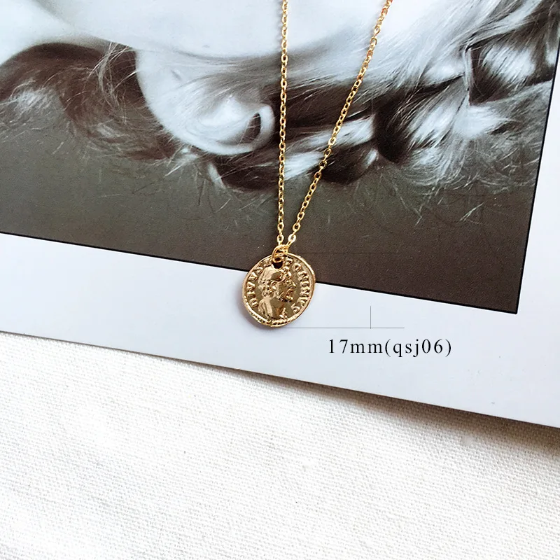 Vintage Carved Gold Coin Roman Necklace For Women Bohemian Pendant Necklaces Boho Jewelry Choker Statement | Украшения и