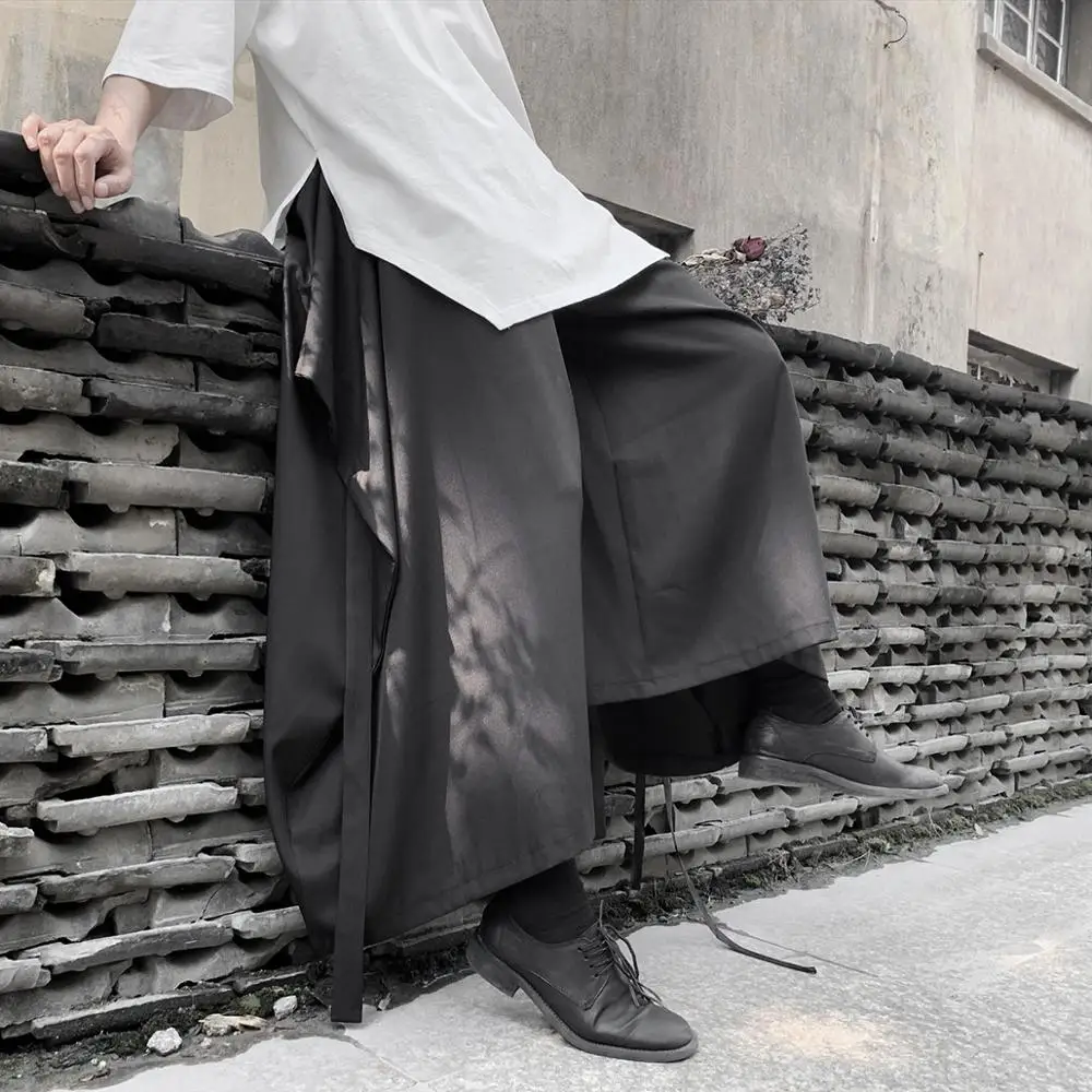 Юбка кюлот Yoji серия черного цвета в стиле Ямамото юбка с широкими штанинами