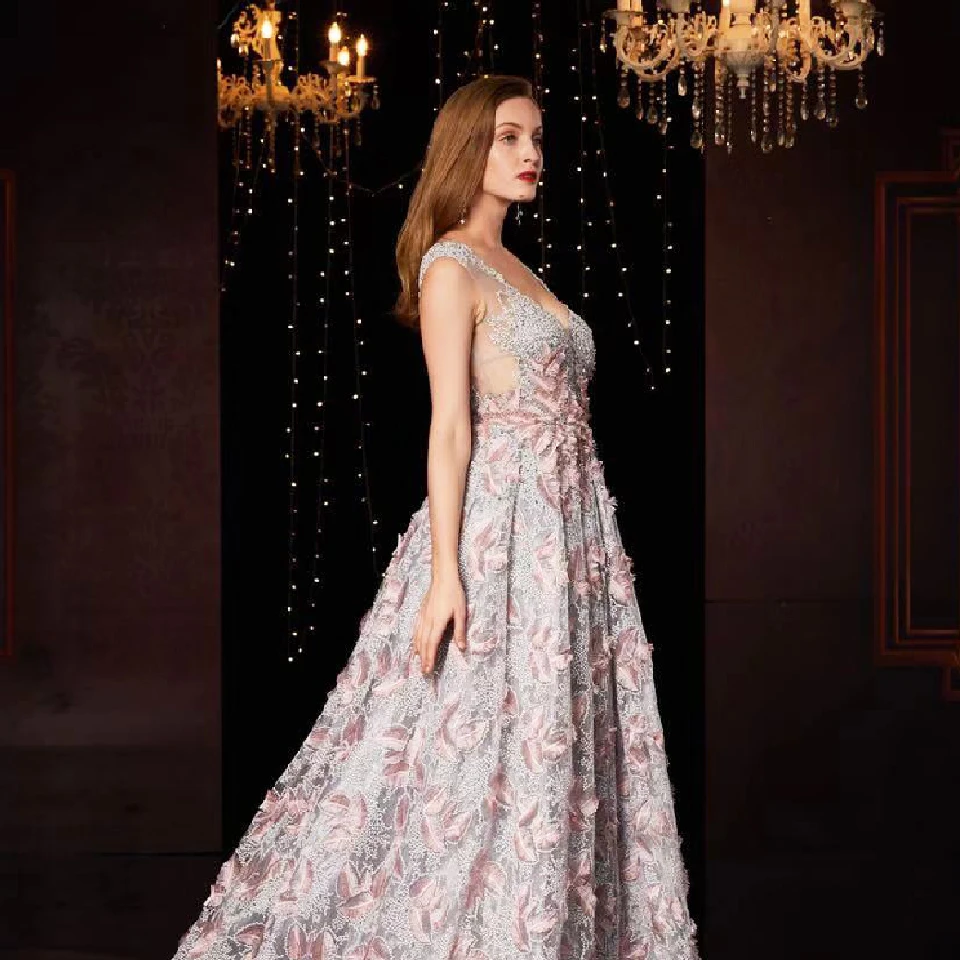 Lakshmigown Lebanon платье торжественные вечерние Цветочные Вечерние платья торжественное платье для званого обеда открытая спина сексуальные женские платья для выпускного вечера Длинные Vestido