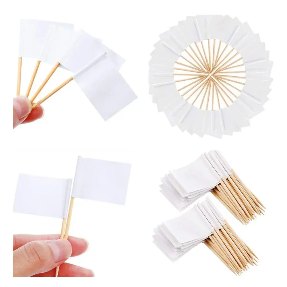 Национальный флаг зубочисток без рисунка 100 шт. белый используется для небольших