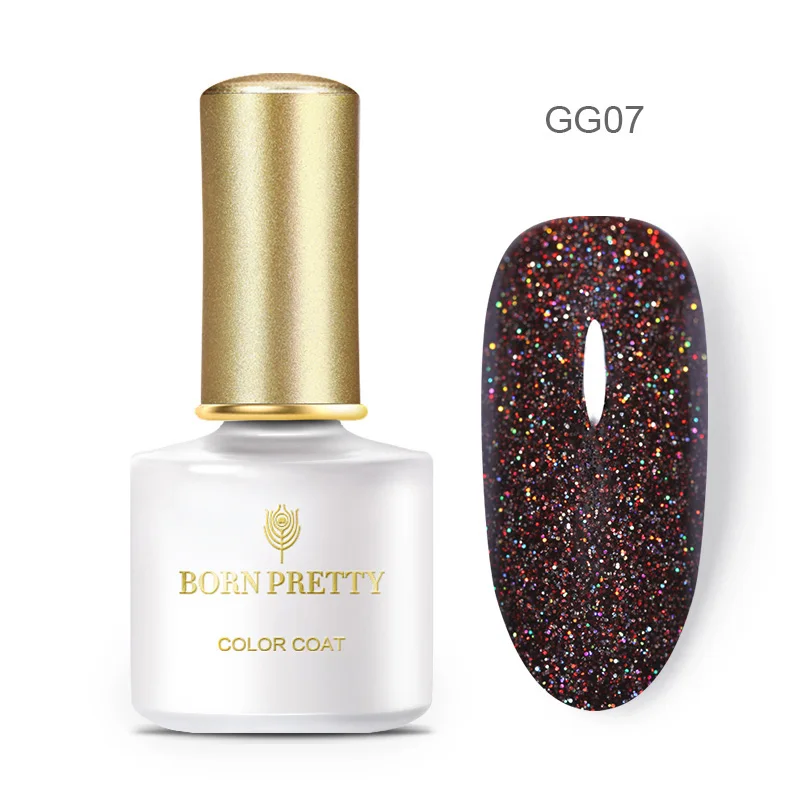 GG07 Born pretty, голографическая Лазерная лака для ногтей, Гель-лак с блестками, впитывающий УФ Гель-лак для ногтей, красочный лак для ногтей, маникюрный дизайн, сделай сам, 6 мл - Цвет: GG07