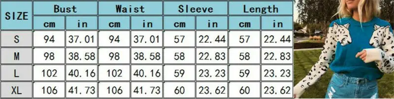 

Womens Knitted Long Sleeve Leopard Print Sweater Tops Ladies Casual Knit Loose Jumper Pullover Sweater