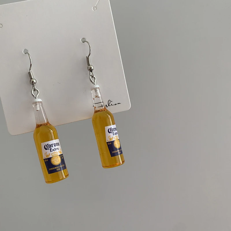New Personality Beer Bottle Earring Female Cute Resin Fake Glass Earrings For Women Jewelry Creative Gift |