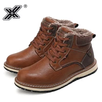 winter genuine leather mens boots fur warm ankle boots men classic casual working shoes waterproof snow boots plus size 4147