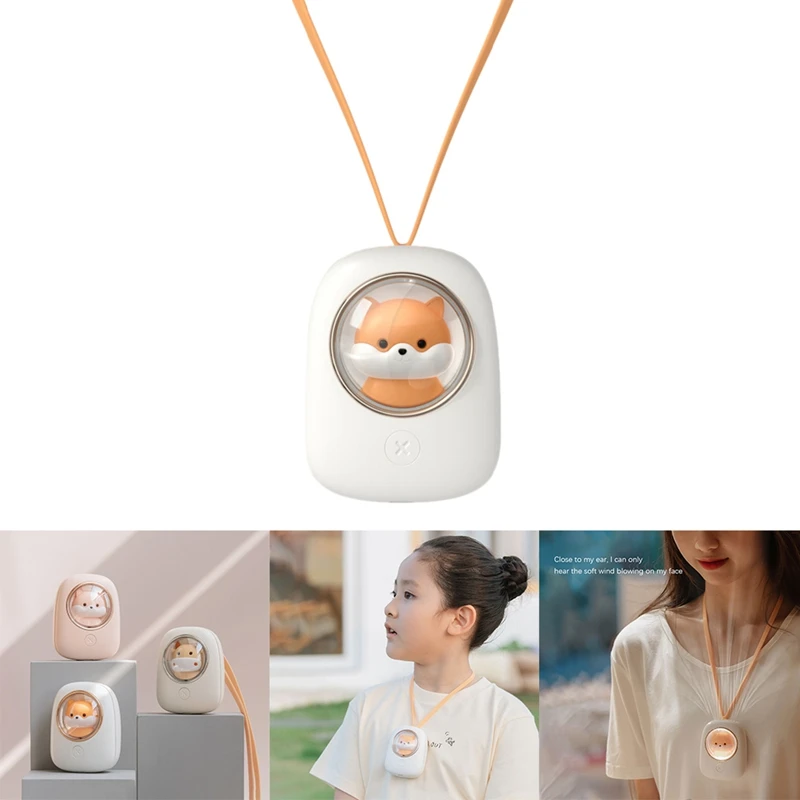 

Hanging Neck Fan, USB Charging Cartoon Mini Desktop Cute Pet Handheld Fan for Reading, Riding a Bicycle