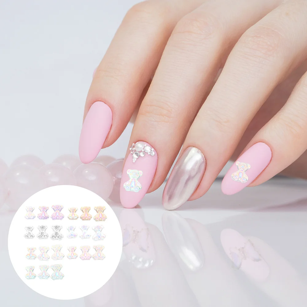 

126pcs Crystal Bear Shaped Nails Art Decoration DIY Nail Art Charms Accessories