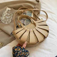 2022 straw tote bag summer new hhigh quality pu leather womens designer handbag travel shoulder messenger bag woven handbag
